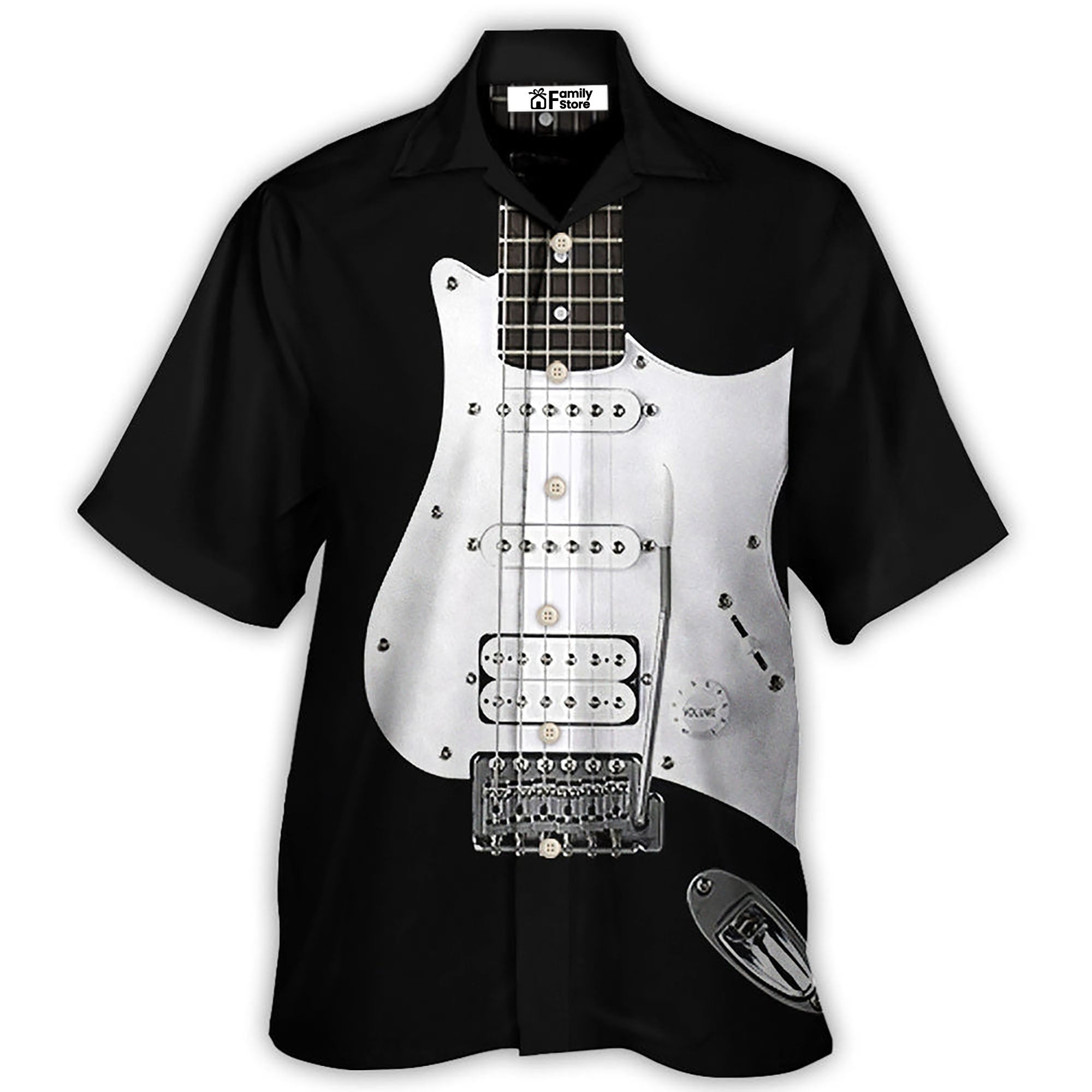 Electric Guitar Black White - Hawaiian Shirt