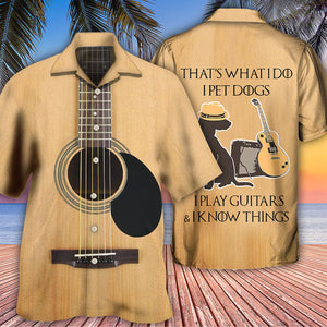 Guitar I Pet Dog I Play Guitar I Know Things Costume Cosplay - Gift For Dog Lovers - Hawaiian Shirt