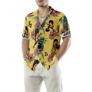 Guitarist Pineapple Seamless Pattern - Hawaiian Shirt