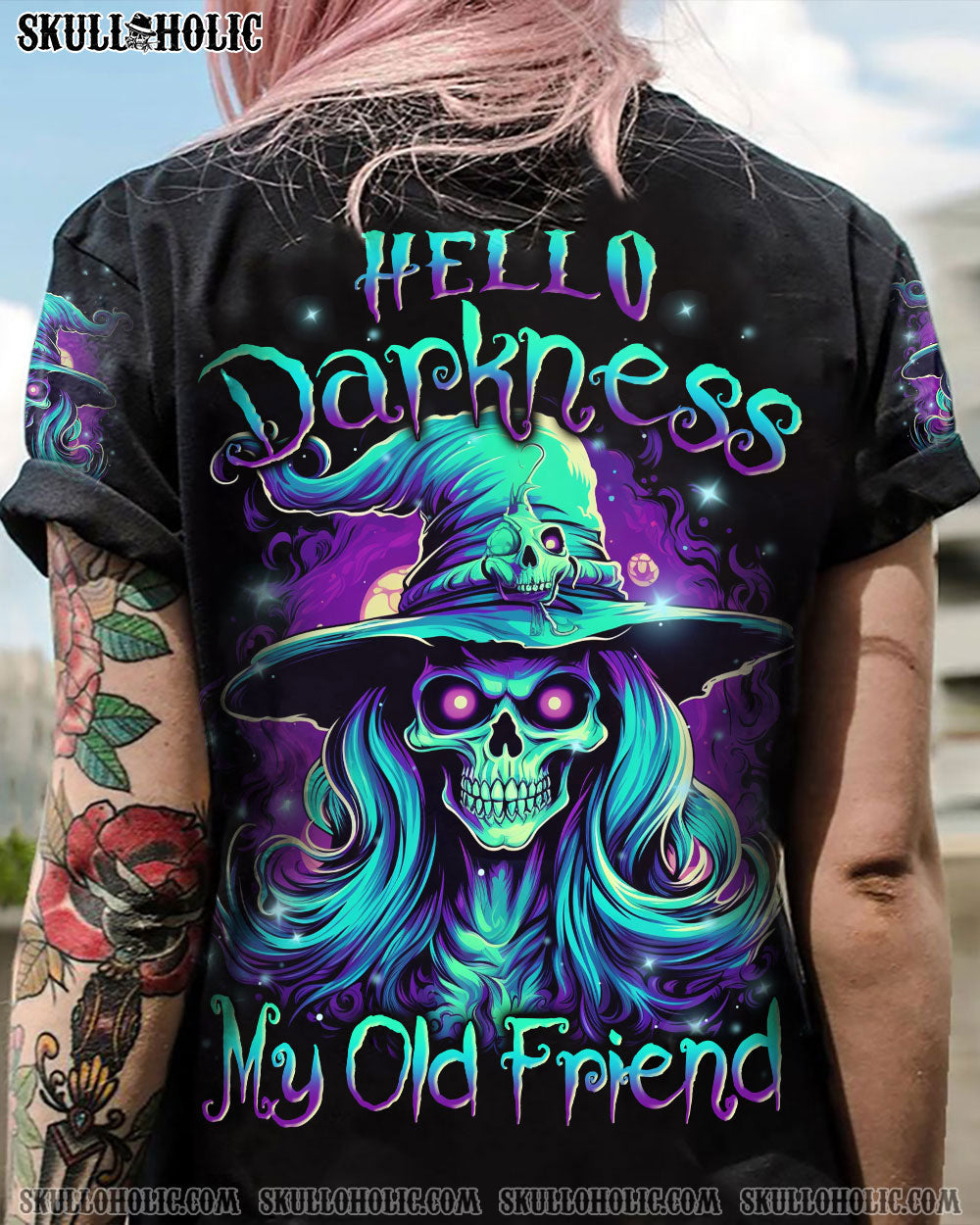 HELLO DARKNESS MY OLD FRIEND WITCH HALLOWEEN ALL OVER PRINT YHLN2507233 1 eVvWM
