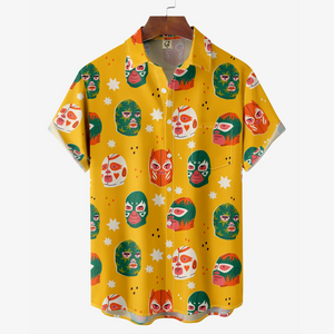 Wrestling Character Pattern Yellow - Hawaiian Shirt