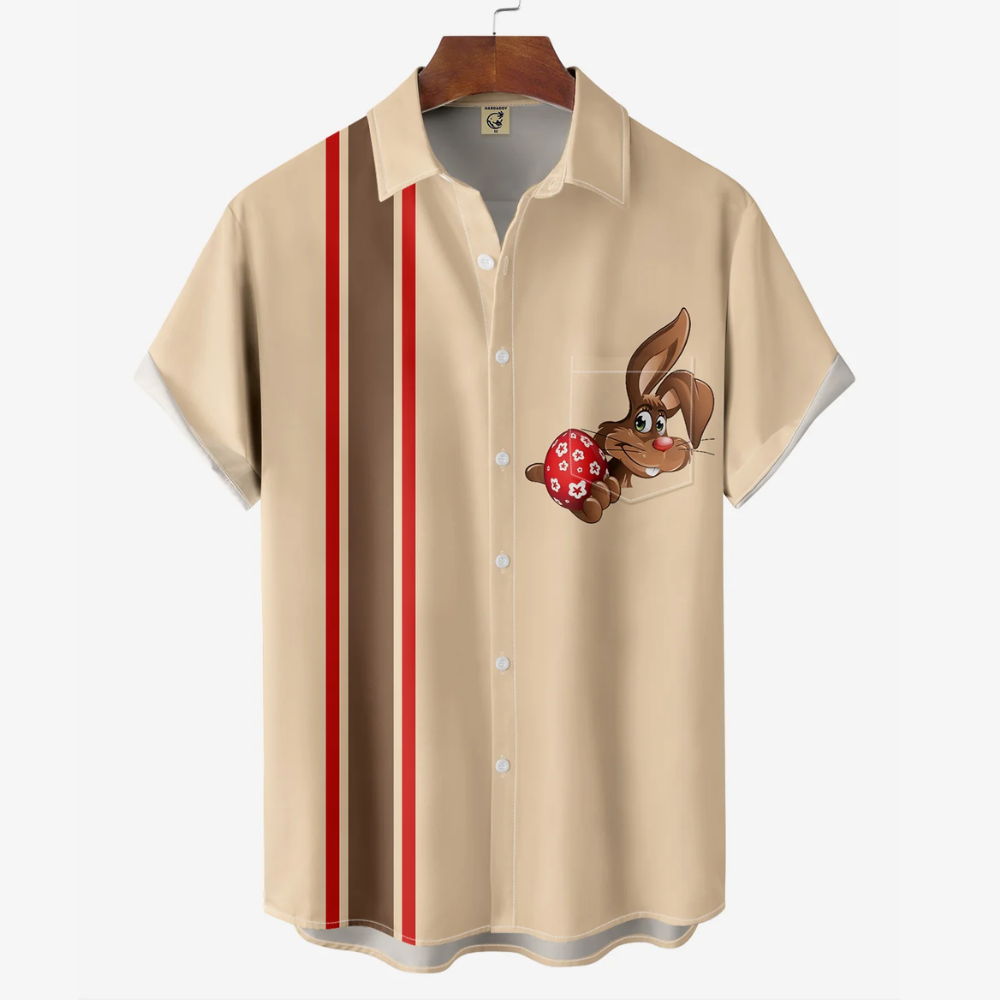 Easter Bunny Beige Short Sleeve - Hawaiian Shirt