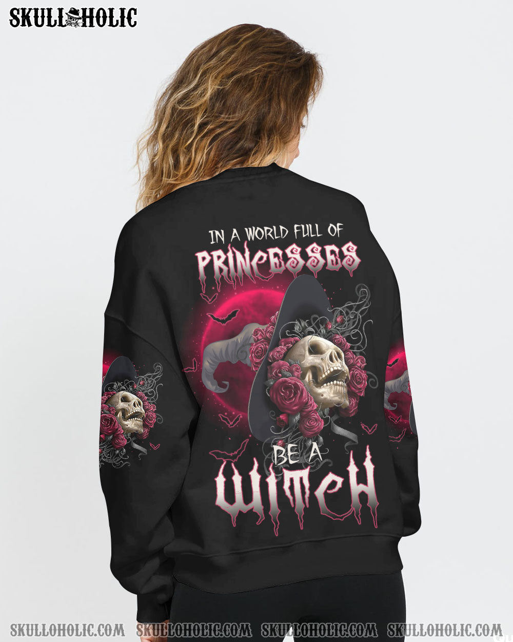 HOT DEAL_ BE A WITCH ROSE SKULL ALL OVER PRINT TLTW1409223_Long sleeves_Sweatshirt_S 1 4GCiO