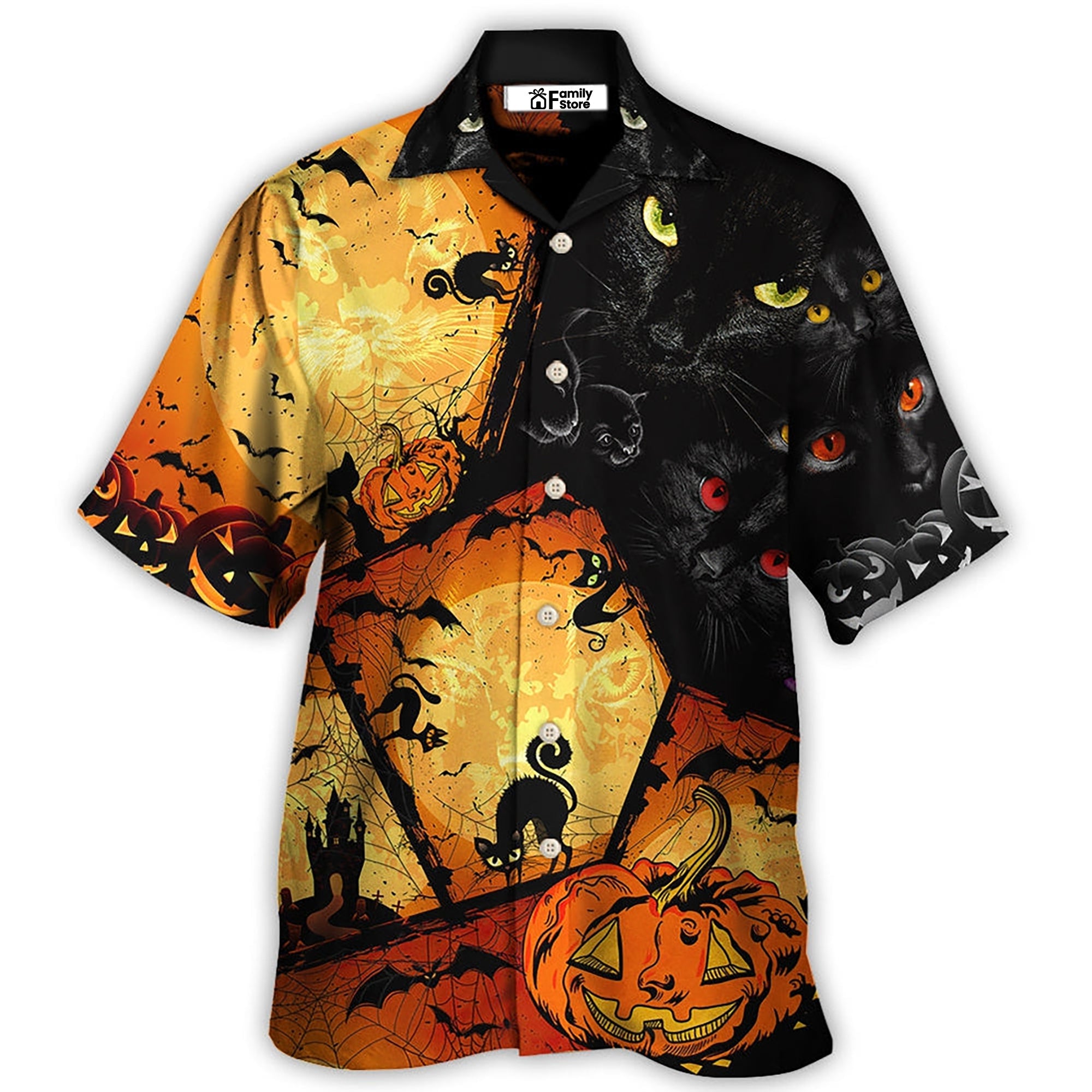 Halloween Black Cat Enjoy And Pumpkin - Hawaiian Shirt