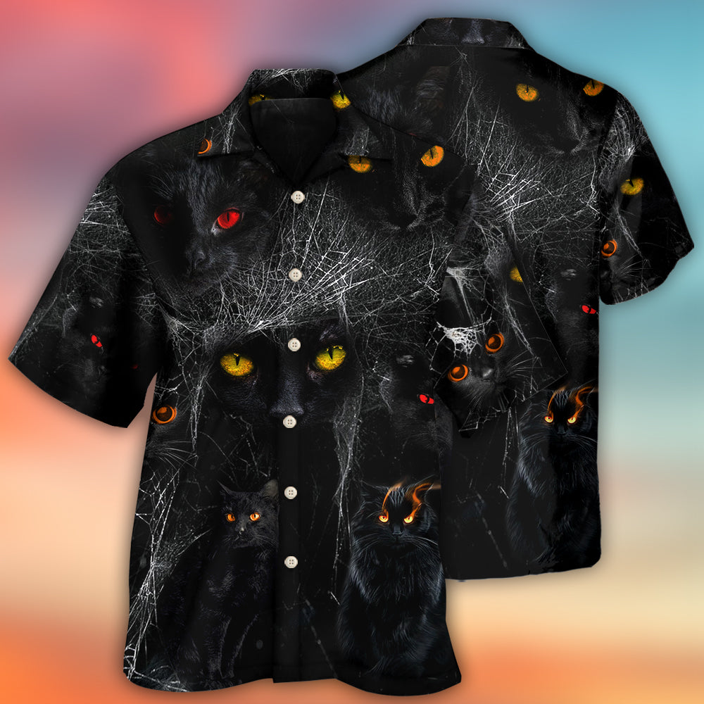 Halloween Black Cat In The Dark - Hawaiian Shirt