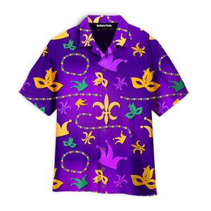 Happy Mardi Gras Colorful Marks Purple - Hawaiian Shirt