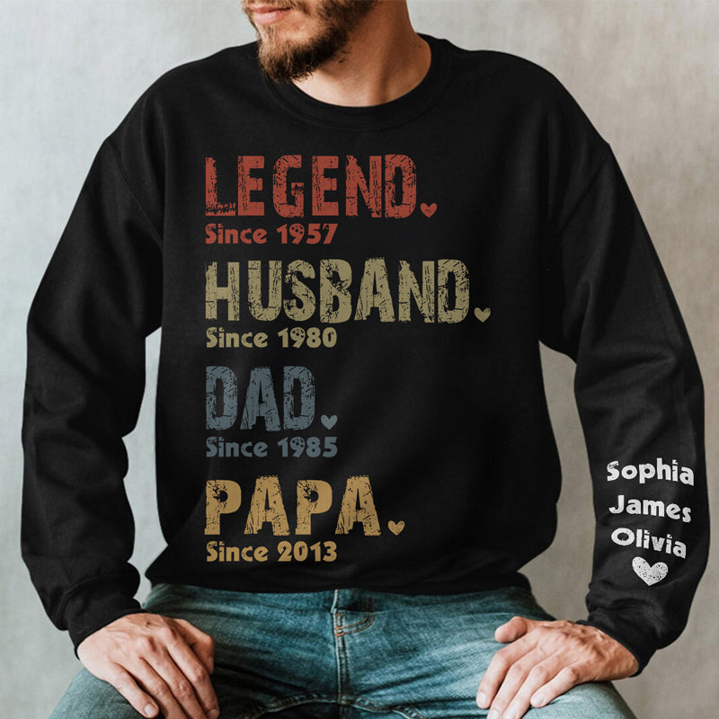 The Man The Myth The Legend The Superhero - Gift For Dad, Grandpa - Personalized Sleeve Sweatshirt