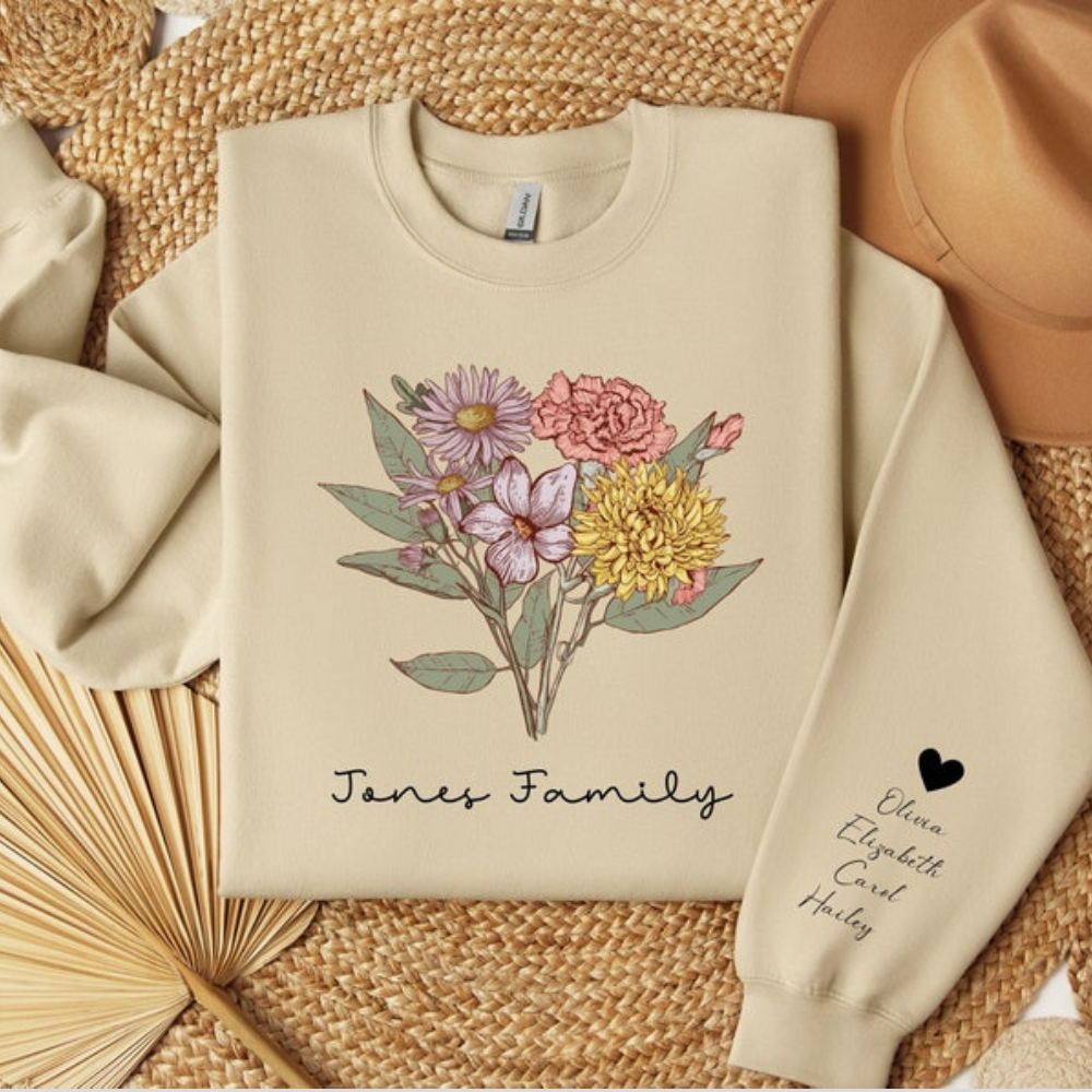 Custom Name Of The Family Happy Mother's Day - Gift For Mom - Personalized Sleeve Sweatshirt
