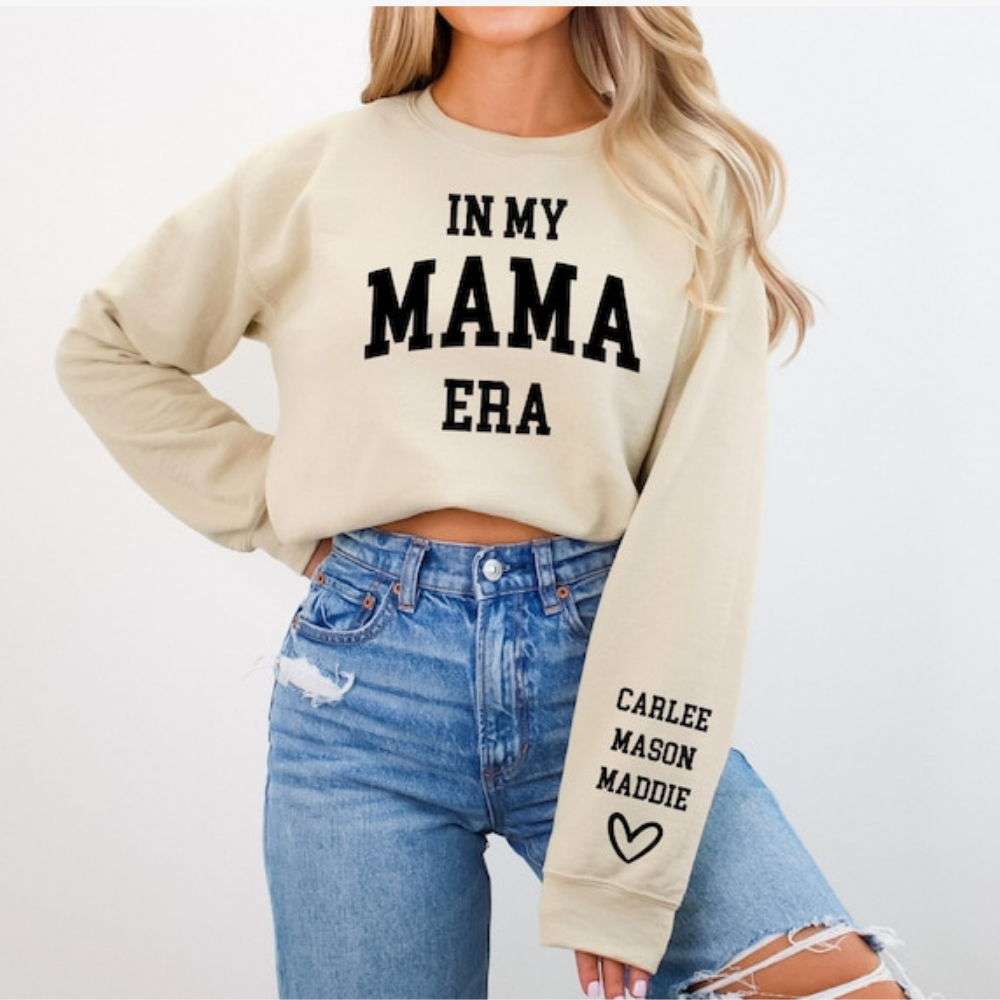 In My Mama Era - Gift For Mom - Personalized Sleeve Sweatshirt