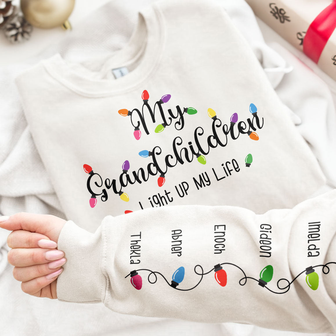 My Grandchildren Light Up My Life - Gift For Grandma - Personalized Sleeve Sweatshirt