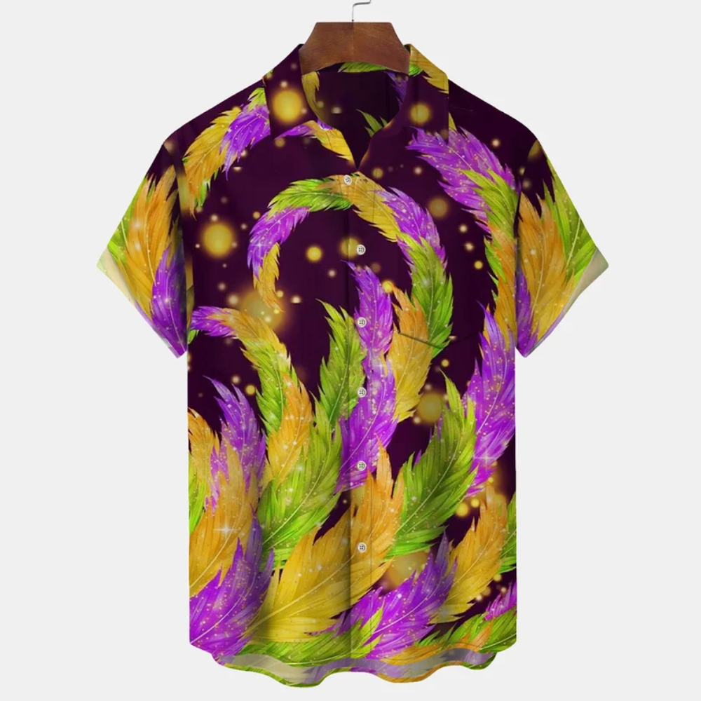 Mardi Gras Holiday Purple Feather Art - Hawaiian Shirt