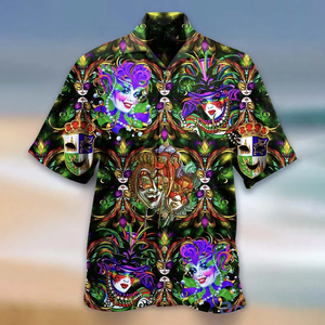 Holiday Mardi Gras Blindfold Clown Art - Hawaiian Shirt