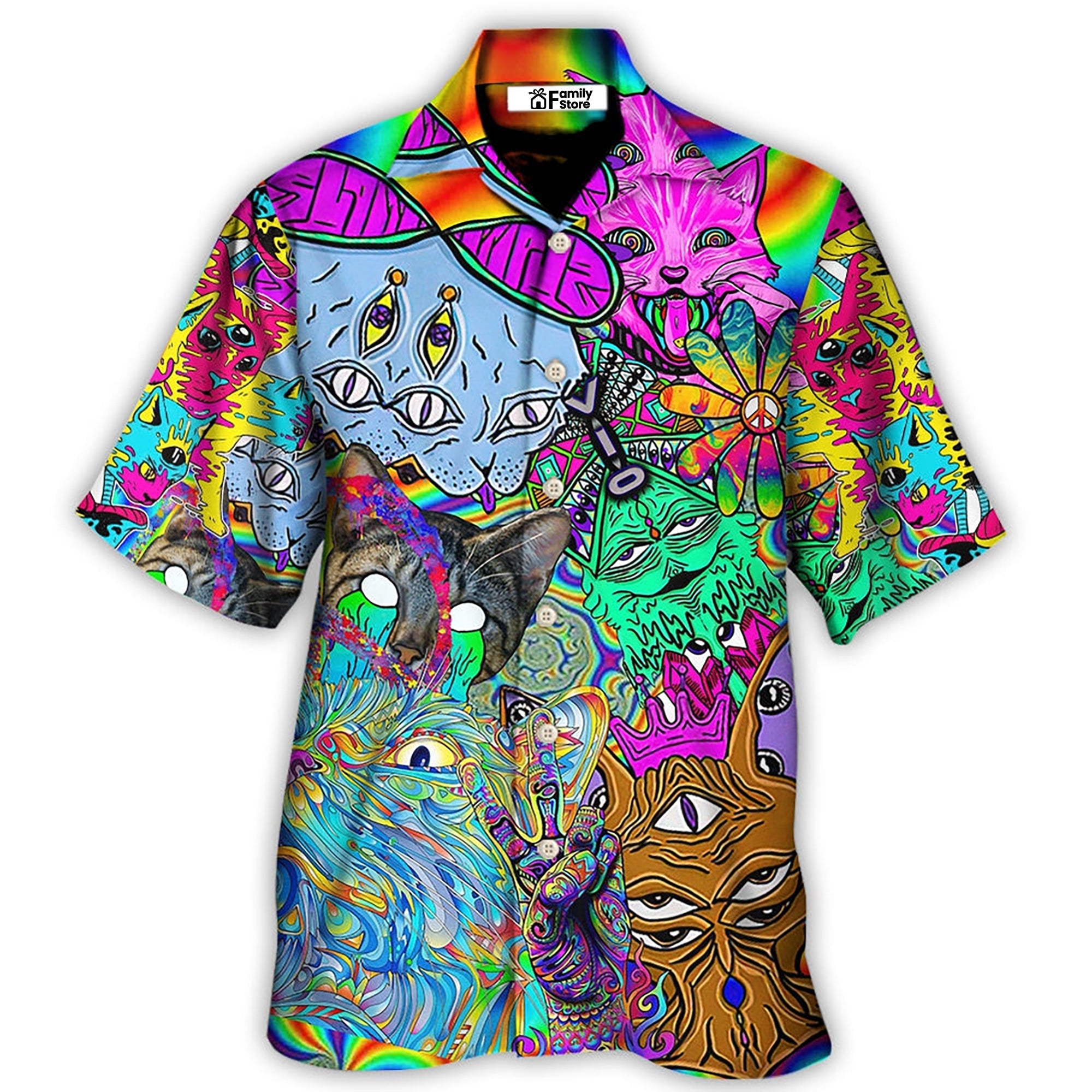 Hippie Cat Break My Mind - Hawaiian Shirt