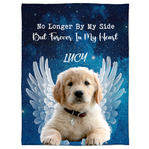 Custom Photo No Longer By My Side But Forever In My Heart - Memorial Gift For Pet Lovers - Personalized Blanket