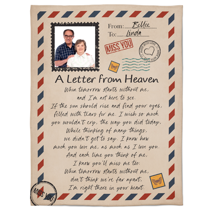 Custom Photo A Letter From Heaven - Memorial Gift For Family - Personalized Blanket