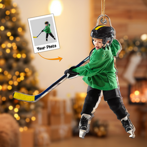 Custom Photo Hockey Players - Gift for Son, Grandson - Personalized Acrylic Photo Ornament