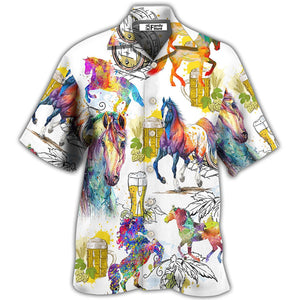  I Like Horse And Beer Colorful - Hawaiian Shirt