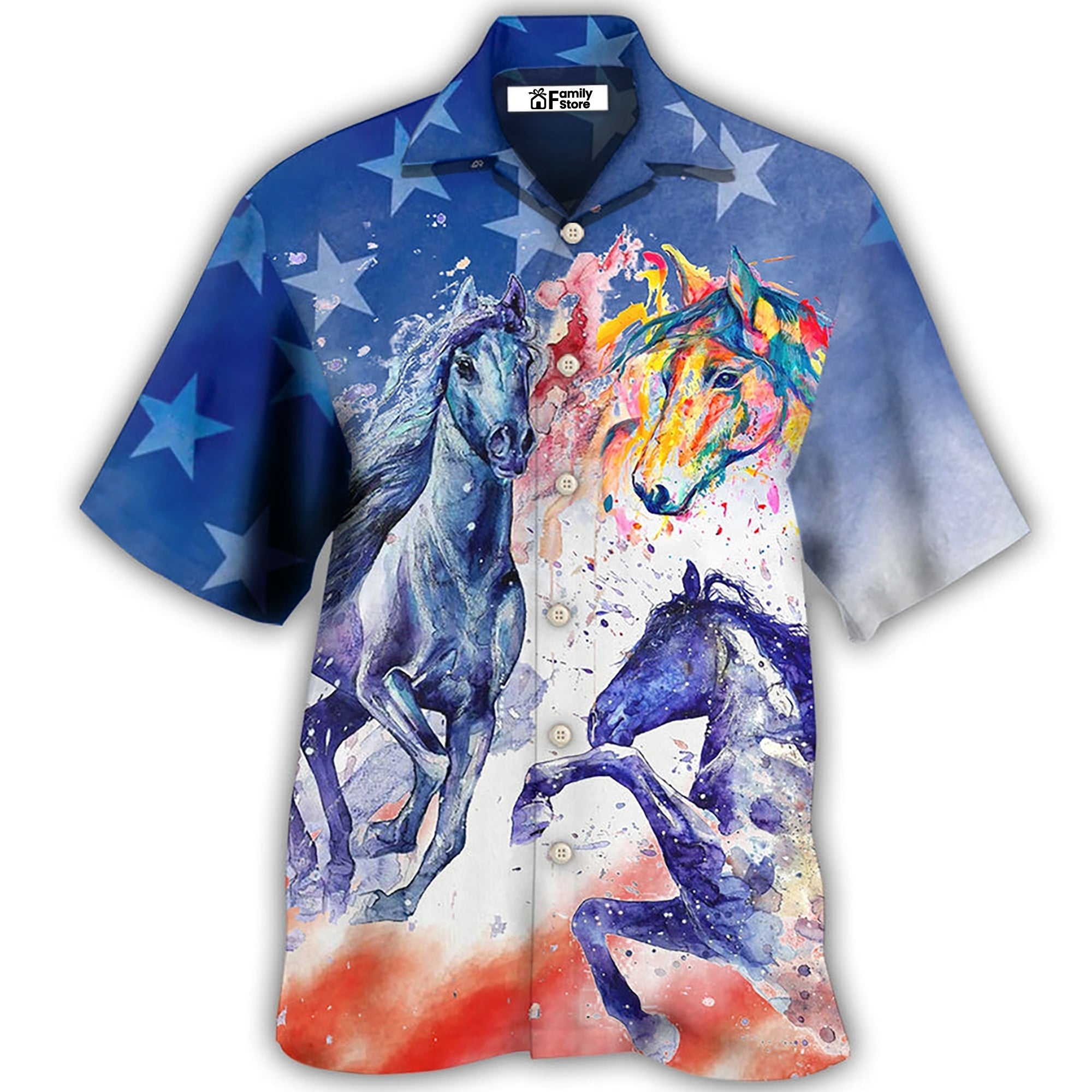 Horse Independence Day Colorful - Hawaiian Shirt