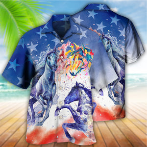 Horse Independence Day Colorful - Hawaiian Shirt