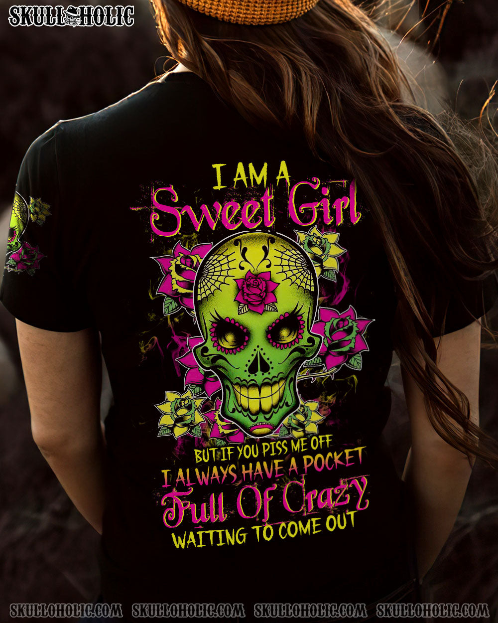 I AM A SWEET GIRL BUT IF YOU PISS ME OFF SUGAR SKULL ALL OVER PRINT TLTW0612222_Short sleeves_V neck Shirt_S 1 WGvpR