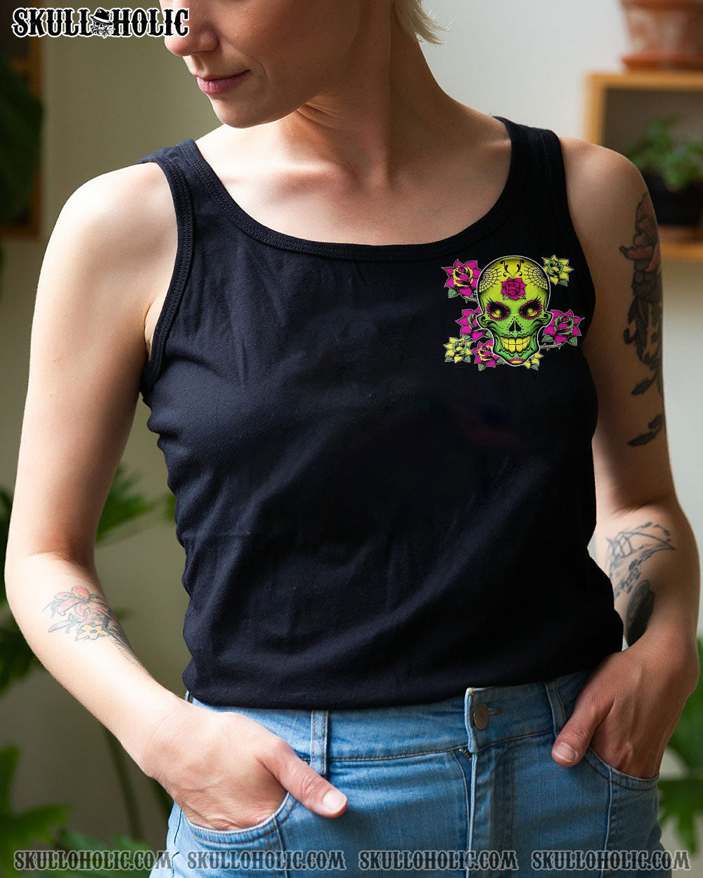 I AM A SWEET GIRL BUT IF YOU PISS ME OFF SUGAR SKULL ALL OVER PRINT TLTW0612222_Tanks_Unisex Tank Top_2XL 1 6Dp8n