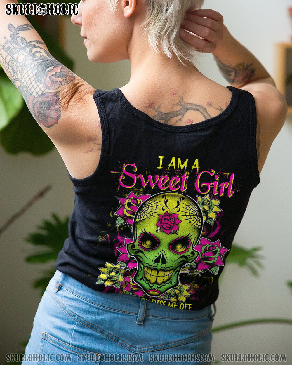 I AM A SWEET GIRL BUT IF YOU PISS ME OFF SUGAR SKULL ALL OVER PRINT TLTW0612222_Tanks_Unisex Tank Top_S 1 aNF4J