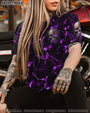 I Am the Storm Floral Purple Lightning Skull Graphic Tee Wo _11_ HXPoL