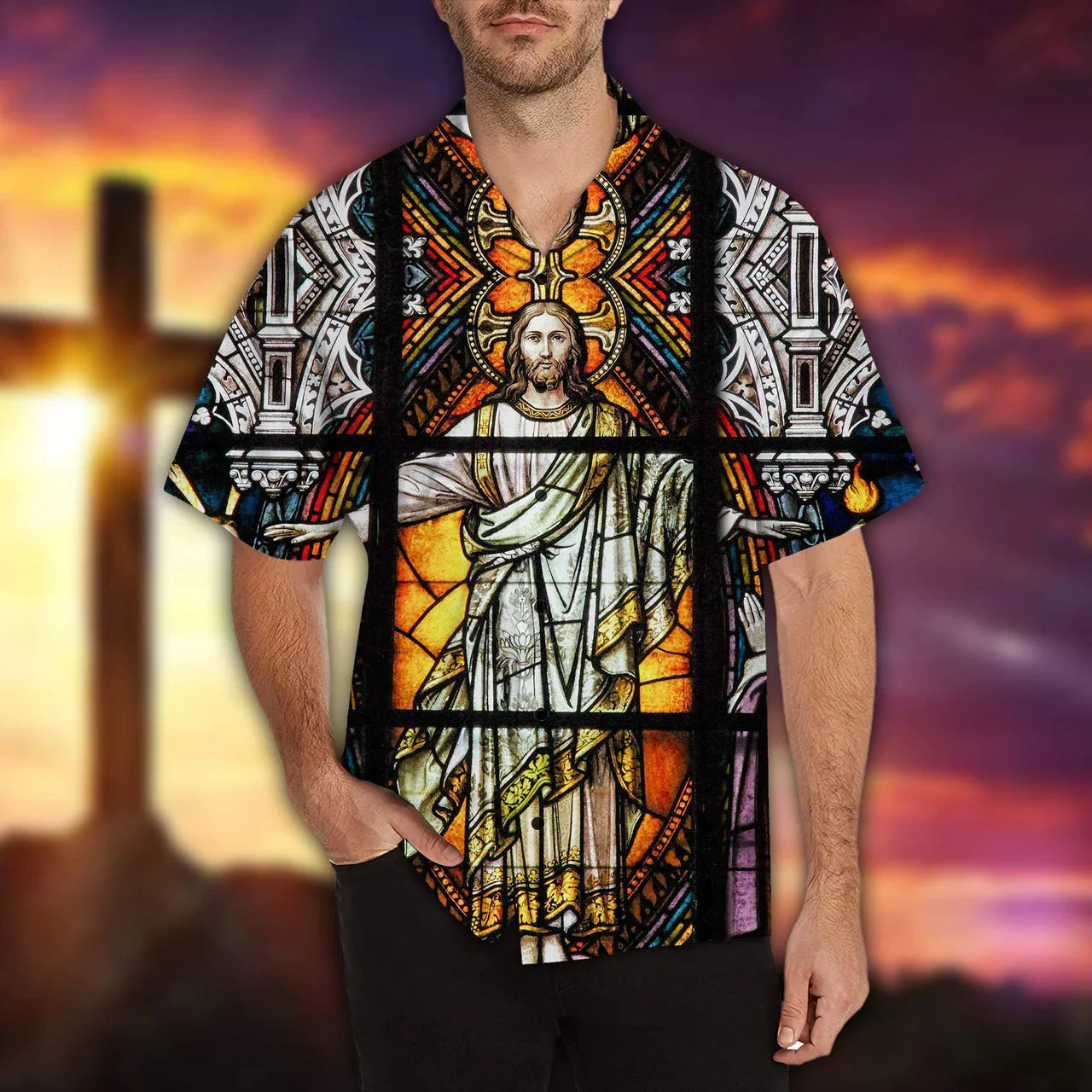 Jesus Colourful Pieces Aloha - Hawaiian Shirt