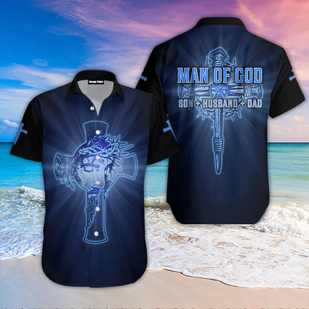 Jesus Man Of God Blue Aloha - Hawaiian Shirt