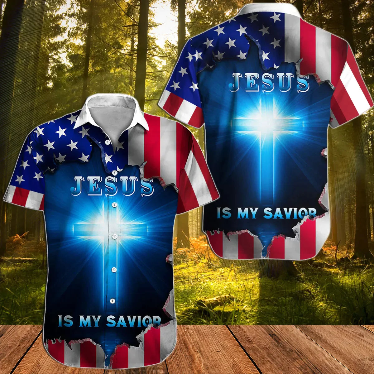 Jesus Is My Savior US Flag Aloha - Hawaiian Shirt