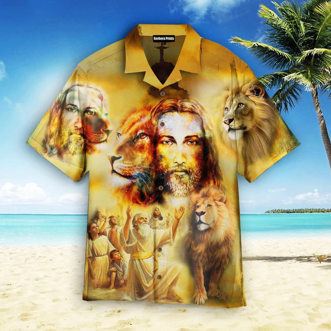 Jesus Lion Are Glowing Yellow Aloha - Hawaiian Shirt