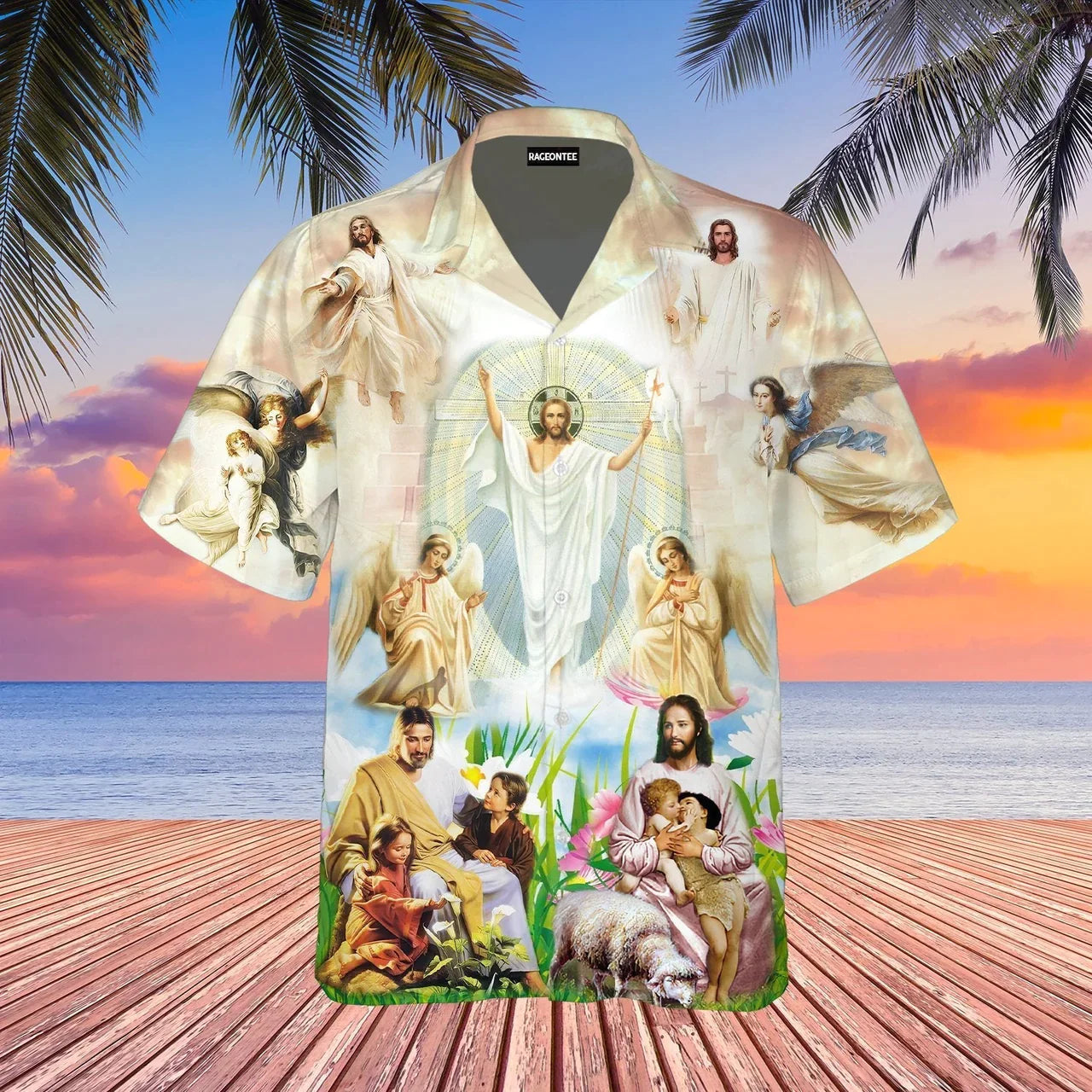 Jesus Are Playing With Children Aloha - Hawaiian Shirt