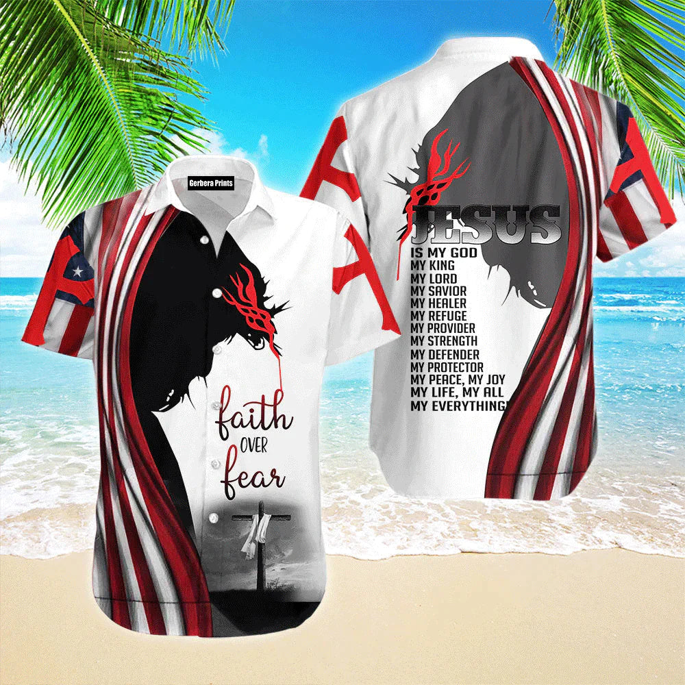 Jesus Red White Aloha - Hawaiian Shirt