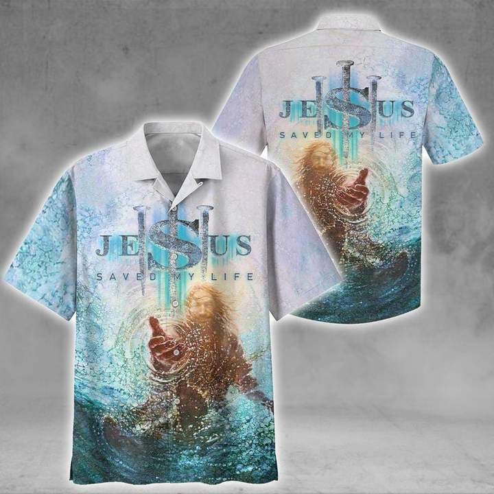 Jesus Saved My Life White Aloha - Hawaiian Shirt