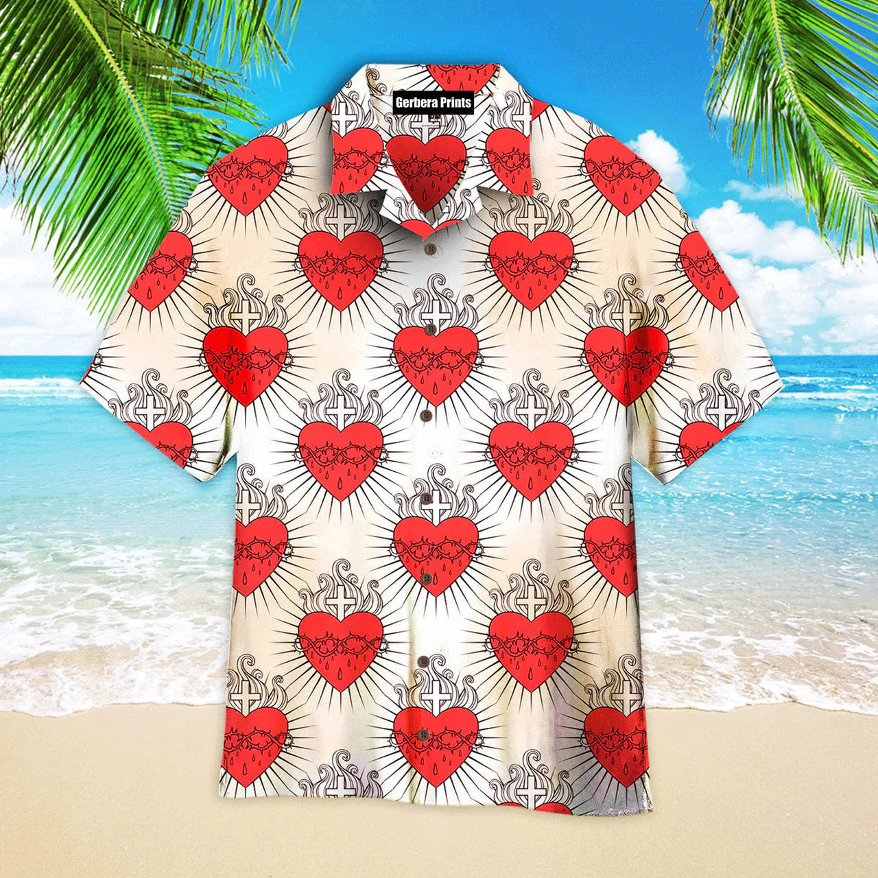 Jesus Is My Life Heart Pattern - Hawaiian Shirt