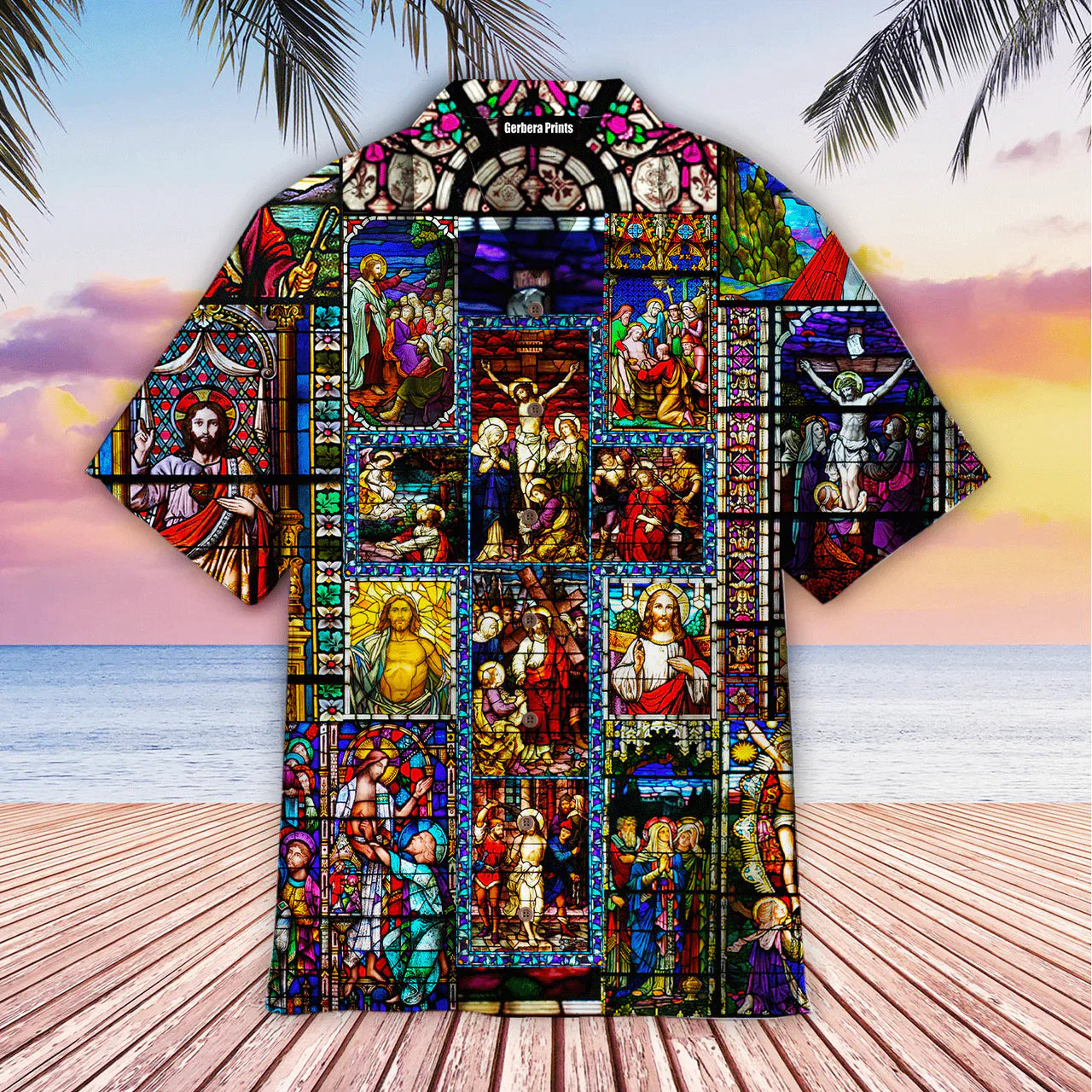 Faith Over Fear Jesus Colorful Glass Aloha - Hawaiian Shirt