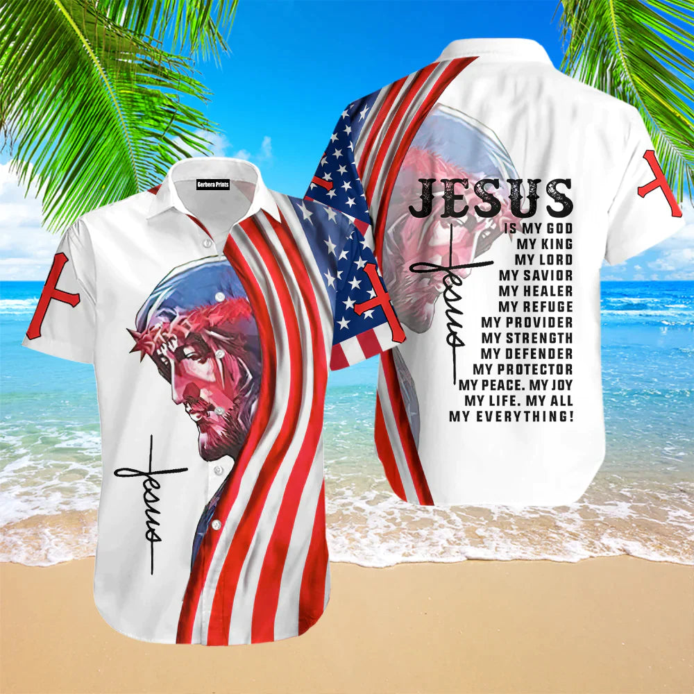 Jesus Is My God Red And White Aloha - Hawaiian Shirt