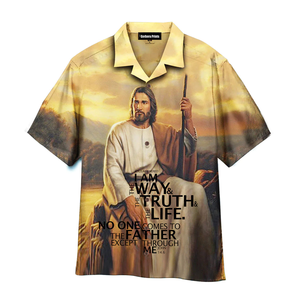 Jesus Way Truth Life Yellow Aloha - Hawaiian Shirt