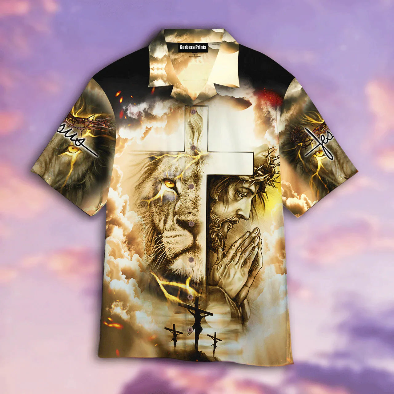 Jesus Lion Yellow And Black Aloha - Hawaiian Shirt