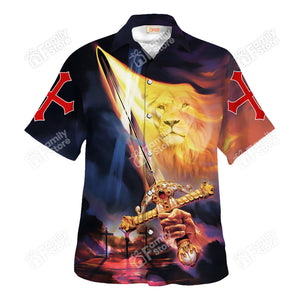 Jesus A Warrior Of Christ Lion And Sword - Hawaiian Shirt