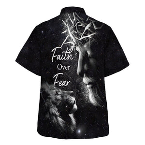 Jesus And Lion Faith Over Fear In Universe - Hawaiian Shirt