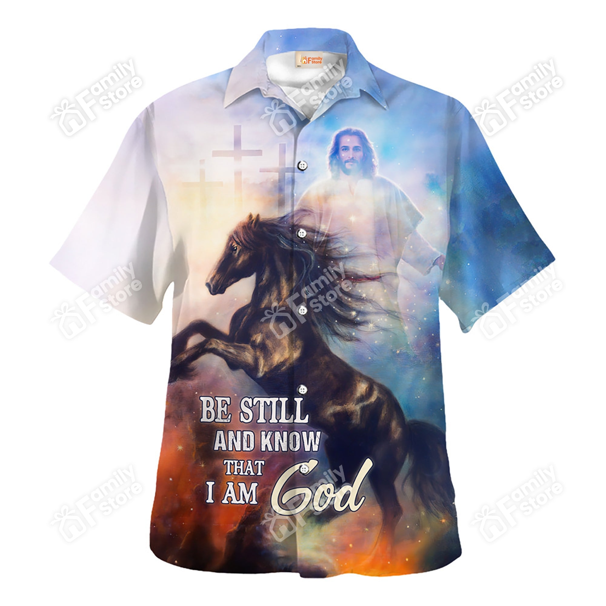 Jesus Be Still And Know That I Am God Horse - Hawaiian Shirt