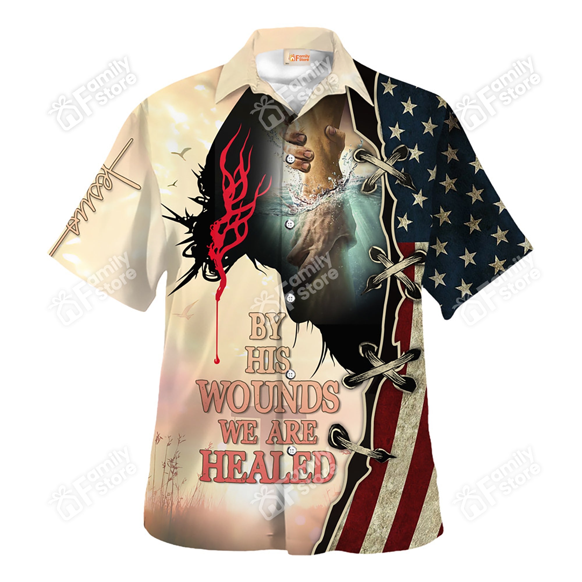 Jesus By His Wounds We Are Healed - Hawaiian Shirt