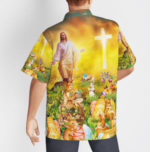 Jesus Christ With Easter Bunny - For Men And Women - Hawaiian Shirt