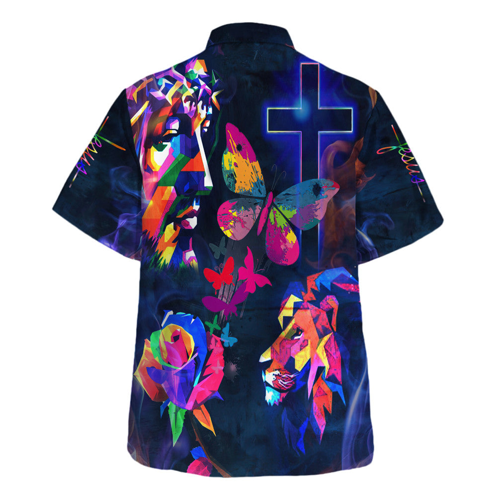 JesusColorfulButterflyFlowerHawaiianShirt_2