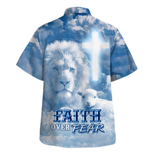 Jesus Faith Over Fear Blue Lion - Hawaiian Shirt