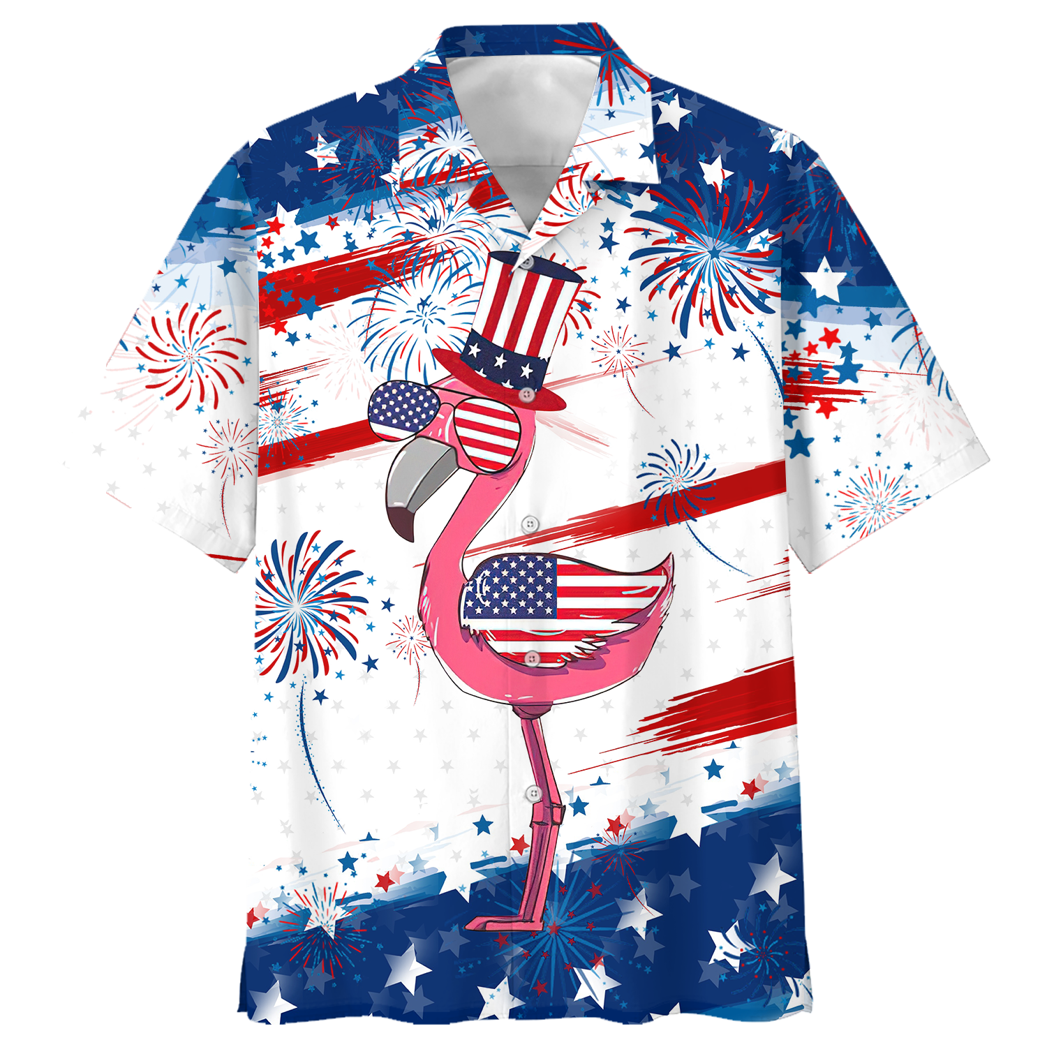 Jesus Flamingo Independence - Hawaiian Shirt