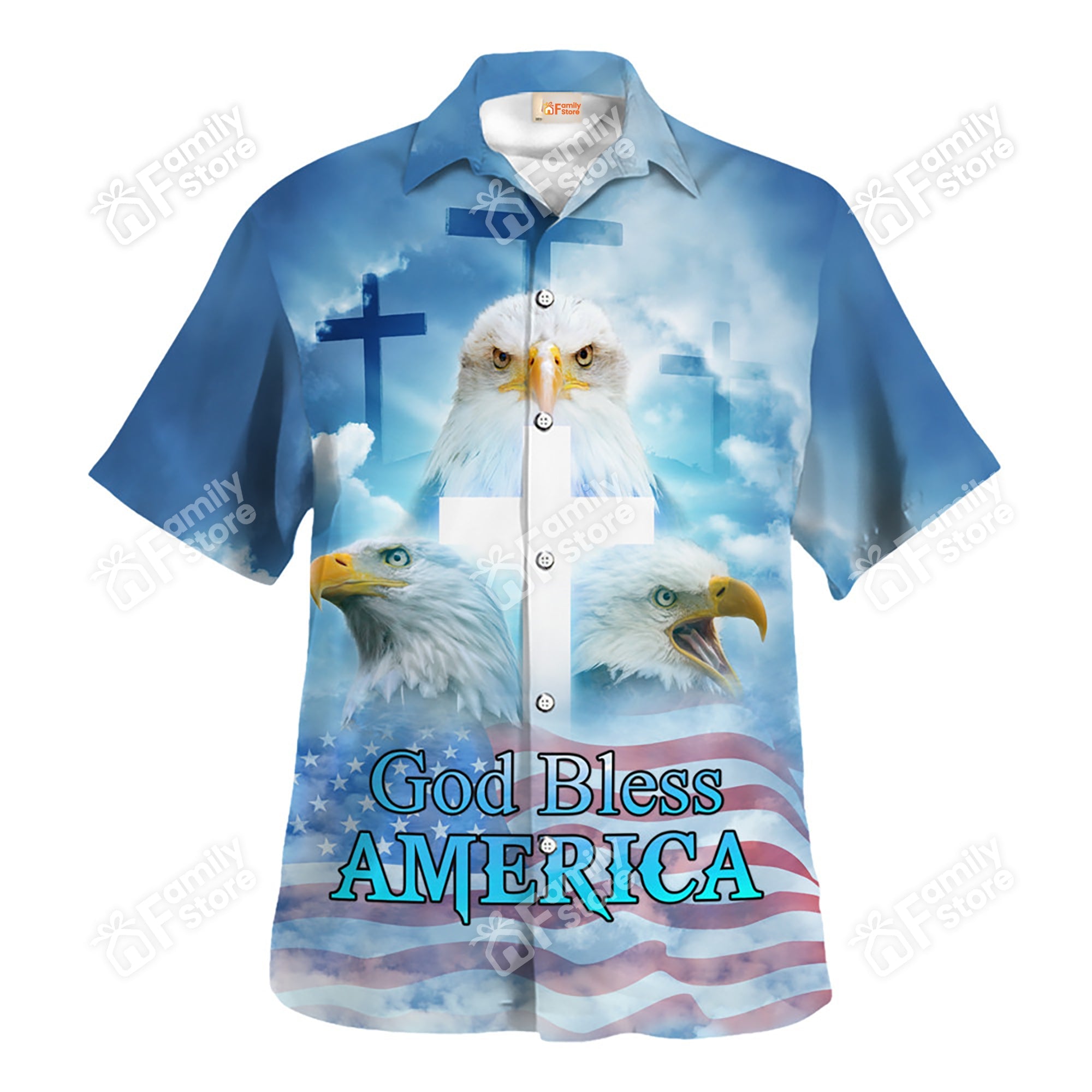 Jesus God Bless America Independence - Hawaiian Shirt