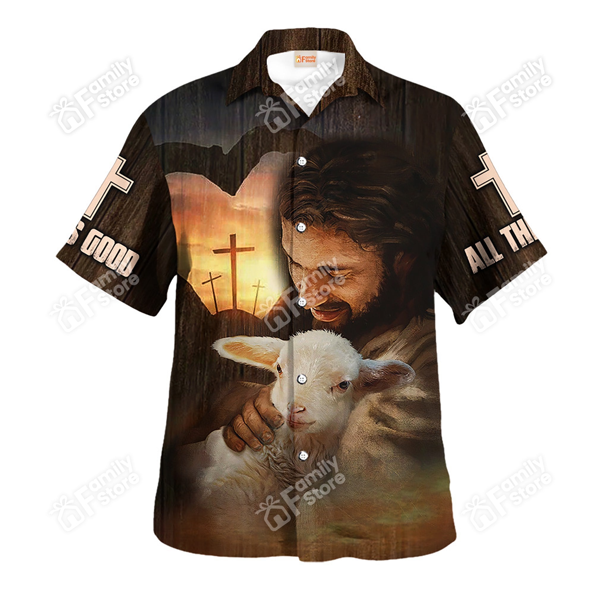 Jesus God Holds A Baby Goat - Hawaiian Shirt