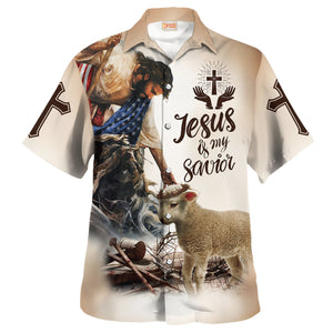 Jesus Is My Savion, Jesus With Goat - Hawaiian Shirt